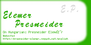 elemer presneider business card